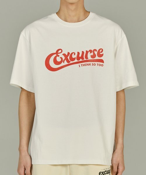 EXCURSE(エクスカース)の「ECプレミアムオーバーサイズハーフTシャツホワイトXレッド(Tシャツ/カットソー・レディース・その他・MEDIUM/LARGE/X-LARGE)」の2枚目の写真