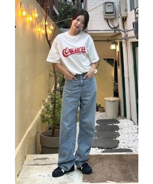 EXCURSE(エクスカース)の「ECプレミアムオーバーサイズハーフTシャツホワイトXレッド(Tシャツ/カットソー・レディース・その他・MEDIUM/LARGE/X-LARGE)」の3枚目の写真