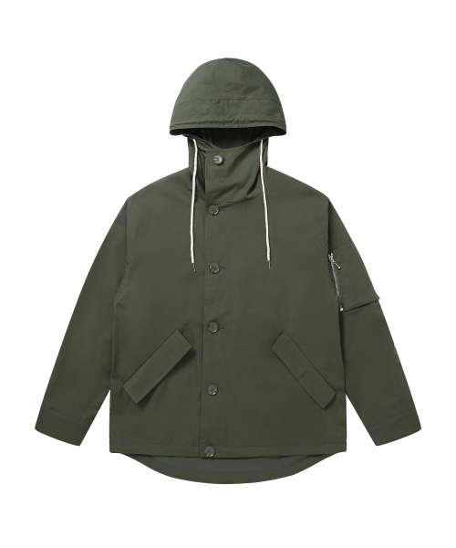 SOLEW(ソル)の「コットンフードウィンドブレーカー_カーキ(ナイロンジャケット・メンズ・その他・SMALL/MEDIUM/LARGE/X-LARGE)」の1枚目の写真