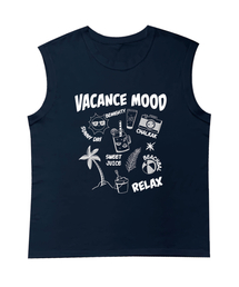 バカンスオーバーサイズスリーブレスTシャツ[ネイビー]