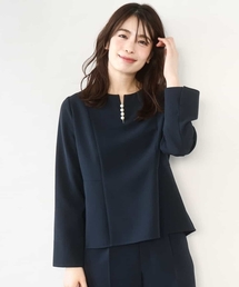 [セットアップ対応]ダブルクロス ペプラムブラウス/洗える/WEB限定サイズあり