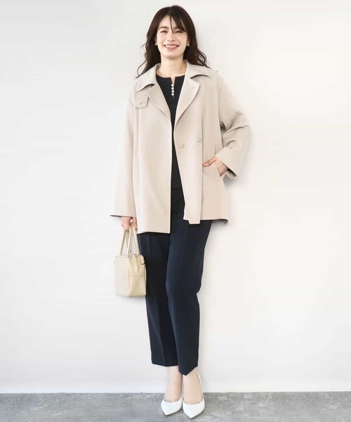 OFUON le MK（オフオンルエムケー）の「[セットアップ対応]ダブルクロス ペプラムブラウス/洗える/WEB限定サイズあり（シャツ/ブラウス・レディース・ベージュ/ネイビー・36/38/40）」の18枚目の写真