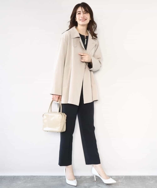 OFUON le MK（オフオンルエムケー）の「[セットアップ対応]ダブルクロス ペプラムブラウス/洗える/WEB限定サイズあり（シャツ/ブラウス・レディース・ベージュ/ネイビー・36/38/40）」の19枚目の写真