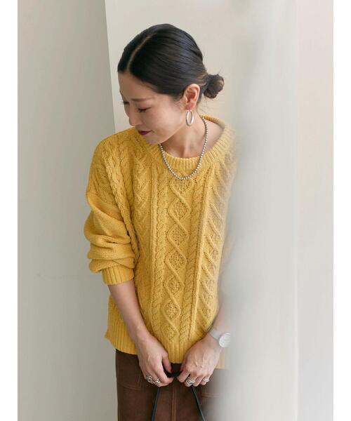 Samansa Mos2 blue（サマンサモスモスブルー）の「ラメモールケーブルニットプルオーバー（ニット/セーター・レディース・ミント/イエロー/ピンク/グレー/ライトベージュ・F）」の21枚目の写真