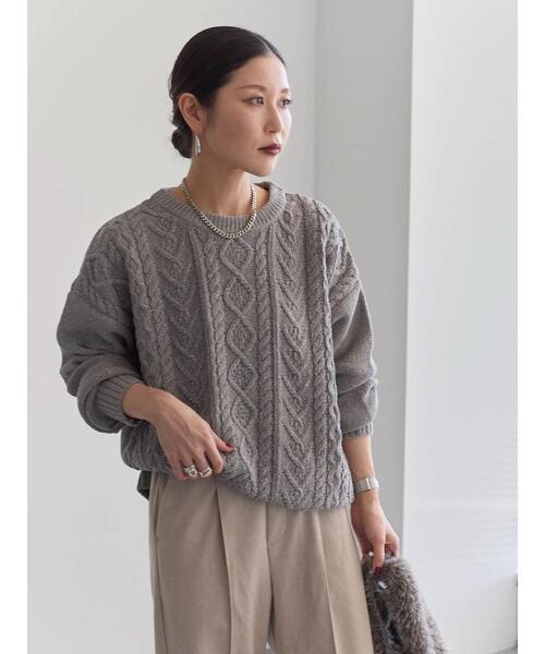 Samansa Mos2 blue（サマンサモスモスブルー）の「ラメモールケーブルニットプルオーバー（ニット/セーター・レディース・ミント/イエロー/ピンク/グレー/ライトベージュ・F）」の11枚目の写真