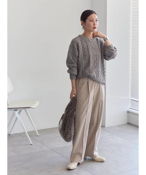 Samansa Mos2 blue（サマンサモスモスブルー）の「ラメモールケーブルニットプルオーバー（ニット/セーター・レディース・ミント/イエロー/ピンク/グレー/ライトベージュ・F）」の12枚目の写真