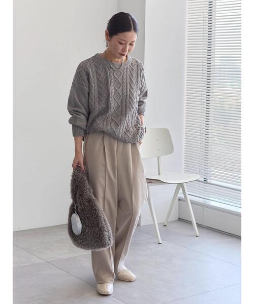 Samansa Mos2 blue（サマンサモスモスブルー）の「ラメモールケーブルニットプルオーバー（ニット/セーター・レディース・ミント/イエロー/ピンク/グレー/ライトベージュ・F）」の20枚目の写真