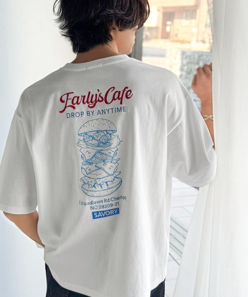 Java（ジャバ）の「《JaVaジャバコラボ》遊び心のあるグラフィックがコーデを盛り上げる！刺繍＆プリント使いダイナーデザインTシャツ（Tシャツ/カットソー・メンズ・チャコールグレー/ホワイト/ピンク・SMALL/MEDIUM/LARGE）」の11枚目の写真