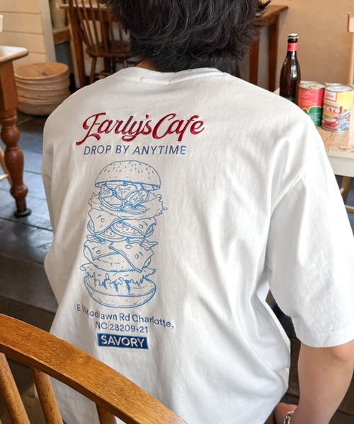 Java（ジャバ）の「《JaVaジャバコラボ》遊び心のあるグラフィックがコーデを盛り上げる！刺繍＆プリント使いダイナーデザインTシャツ（Tシャツ/カットソー・メンズ・チャコールグレー/ホワイト/ピンク・SMALL/MEDIUM/LARGE）」の13枚目の写真