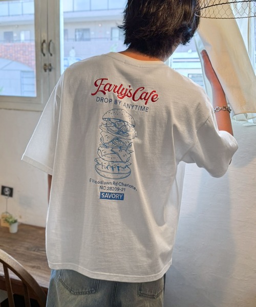 Java（ジャバ）の「《JaVaジャバコラボ》遊び心のあるグラフィックがコーデを盛り上げる！刺繍＆プリント使いダイナーデザインTシャツ（Tシャツ/カットソー・メンズ・チャコールグレー/ホワイト/ピンク・SMALL/MEDIUM/LARGE）」の9枚目の写真