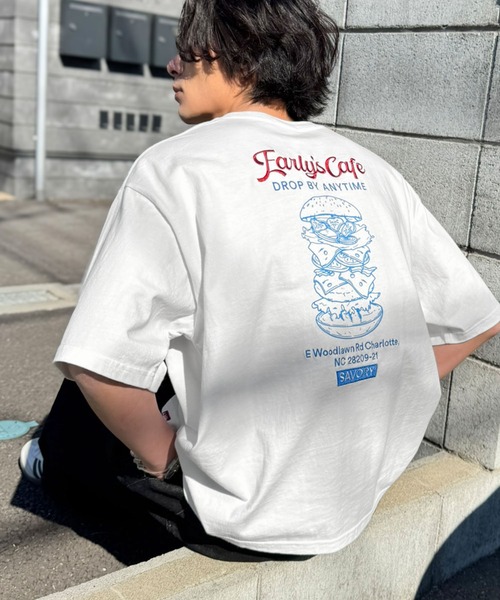 Java（ジャバ）の「《JaVaジャバコラボ》遊び心のあるグラフィックがコーデを盛り上げる！刺繍＆プリント使いダイナーデザインTシャツ（Tシャツ/カットソー・メンズ・チャコールグレー/ホワイト/ピンク・SMALL/MEDIUM/LARGE）」の14枚目の写真