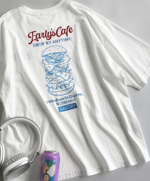 Java（ジャバ）の「《JaVaジャバコラボ》遊び心のあるグラフィックがコーデを盛り上げる！刺繍＆プリント使いダイナーデザインTシャツ（Tシャツ/カットソー・メンズ・チャコールグレー/ホワイト/ピンク・SMALL/MEDIUM/LARGE）」の6枚目の写真