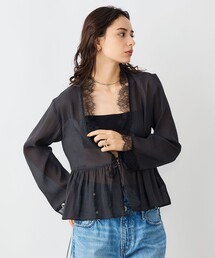 NOLLEY’S Sophi | ウォッシャブルレーストリミングオーガンジーブラウス(シャツ/ブラウス)