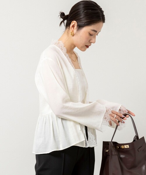 NOLLEY’S Sophi(ノーリーズソフィ)の「ウォッシャブルレーストリミングオーガンジーブラウス(シャツ/ブラウス・レディース・ブラック/オフホワイト・38)」の18枚目の写真