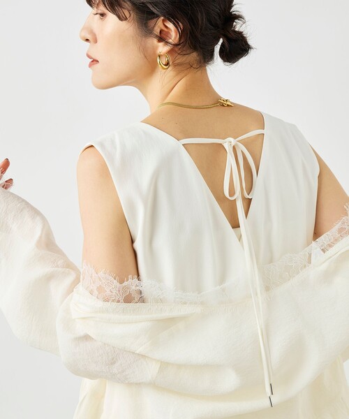 NOLLEY’S Sophi（ノーリーズソフィ）の「ウォッシャブルレーストリミングオーガンジーブラウス（シャツ/ブラウス・レディース・ブラック/オフホワイト・38）」の21枚目の写真