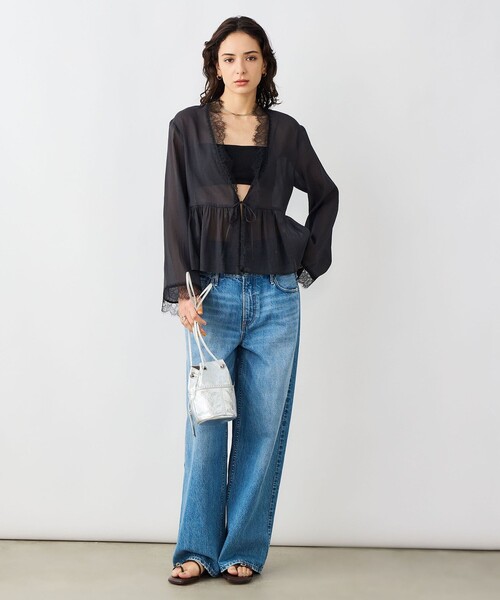 NOLLEY’S Sophi（ノーリーズソフィ）の「ウォッシャブルレーストリミングオーガンジーブラウス（シャツ/ブラウス・レディース・ブラック/オフホワイト・38）」の20枚目の写真