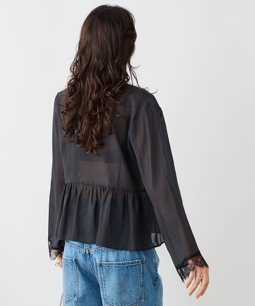 NOLLEY’S Sophi（ノーリーズソフィ）の「ウォッシャブルレーストリミングオーガンジーブラウス（シャツ/ブラウス・レディース・ブラック/オフホワイト・38）」の16枚目の写真