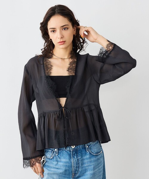 NOLLEY’S Sophi（ノーリーズソフィ）の「ウォッシャブルレーストリミングオーガンジーブラウス（シャツ/ブラウス・レディース・ブラック/オフホワイト・38）」の14枚目の写真