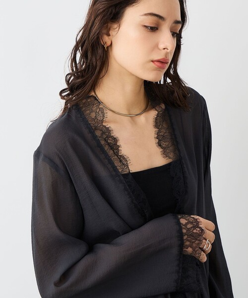 NOLLEY’S Sophi（ノーリーズソフィ）の「ウォッシャブルレーストリミングオーガンジーブラウス（シャツ/ブラウス・レディース・ブラック/オフホワイト・38）」の12枚目の写真