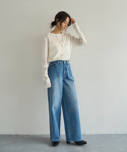 meilmada（メイルマダ）の「ソフトベロアロンT（Tシャツ/カットソー・レディース・チャコールグレー/アイボリー・FREE）」の7枚目の写真