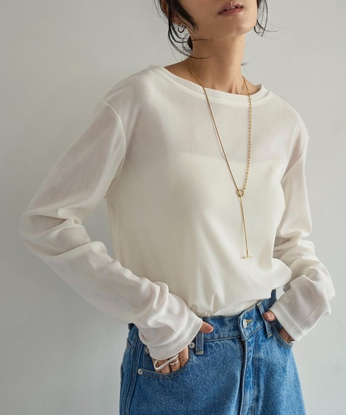 meilmada（メイルマダ）の「ソフトベロアロンT（Tシャツ/カットソー・レディース・チャコールグレー/アイボリー・FREE）」の3枚目の写真