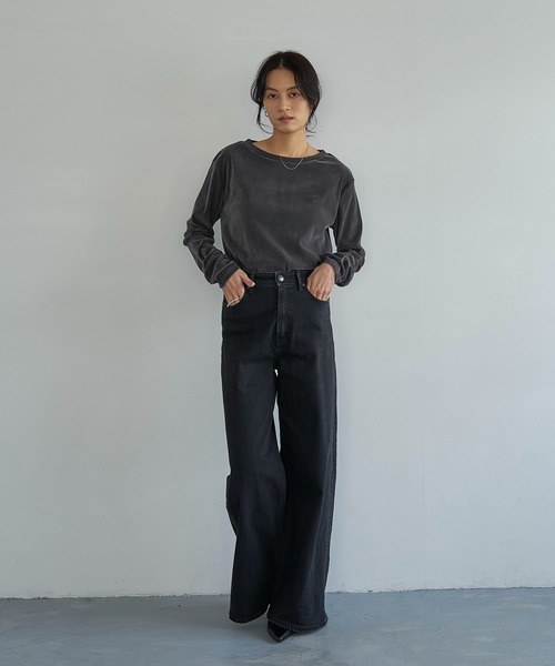 meilmada（メイルマダ）の「ソフトベロアロンT（Tシャツ/カットソー・レディース・チャコールグレー/アイボリー・FREE）」の18枚目の写真