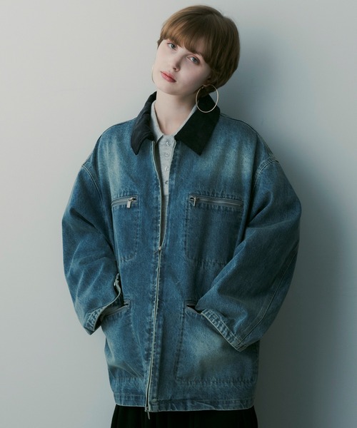 SERENO(セレーノ)の「バイカラーデニムジャケット(デニムジャケット・レディース・インディゴブルー・ONESIZE)」の1枚目の写真