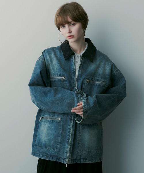 SERENO(セレーノ)の「バイカラーデニムジャケット(デニムジャケット・レディース・インディゴブルー・ONESIZE)」の2枚目の写真