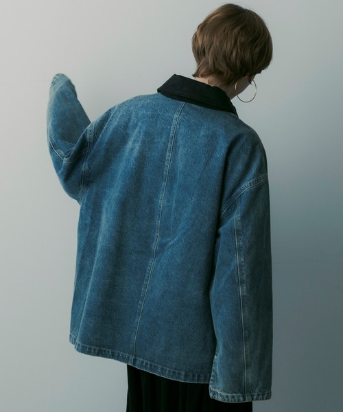 SERENO(セレーノ)の「バイカラーデニムジャケット(デニムジャケット・レディース・インディゴブルー・ONESIZE)」の3枚目の写真