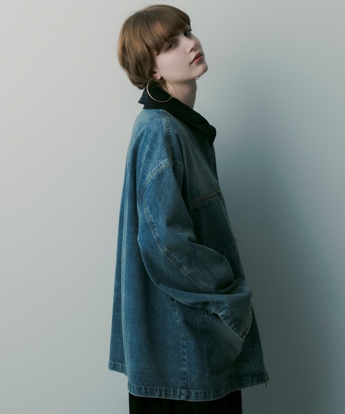 SERENO(セレーノ)の「バイカラーデニムジャケット(デニムジャケット・レディース・インディゴブルー・ONESIZE)」の4枚目の写真