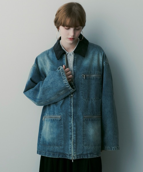 SERENO(セレーノ)の「バイカラーデニムジャケット(デニムジャケット・レディース・インディゴブルー・ONESIZE)」の5枚目の写真