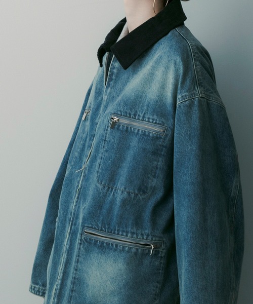 SERENO(セレーノ)の「バイカラーデニムジャケット(デニムジャケット・レディース・インディゴブルー・ONESIZE)」の10枚目の写真