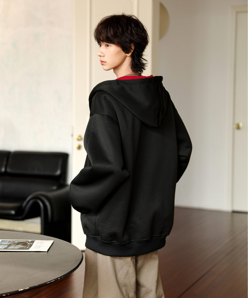 neos（ネオス）の「【neos】ルーズシルエット 裏地切替 スウェット ジップパーカー 韓国ファッション ユニセックス（パーカー・メンズ・グレー/ブラック・X-LARGE/MEDIUM/LARGE）」の6枚目の写真