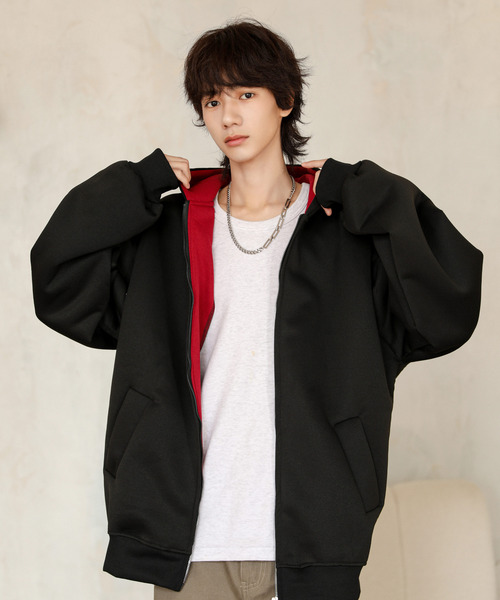 neos（ネオス）の「【neos】ルーズシルエット 裏地切替 スウェット ジップパーカー 韓国ファッション ユニセックス（パーカー・メンズ・グレー/ブラック・X-LARGE/MEDIUM/LARGE）」の9枚目の写真