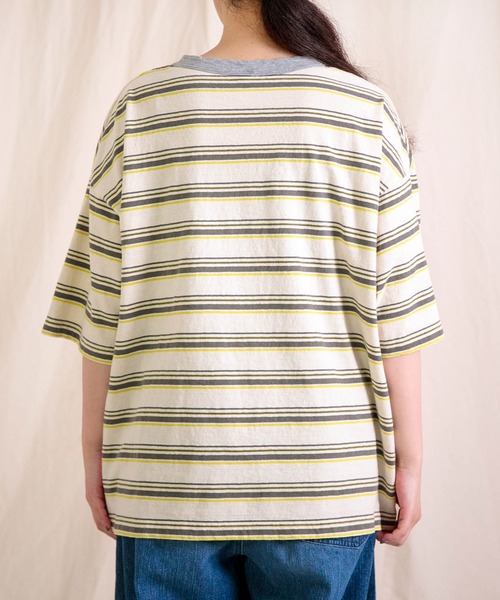 prit（プリット）の「[prit] リサイクルムラ糸天竺マルチボーダー 5分袖クルーネックワイドＴシャツ（Tシャツ/カットソー・レディース・グレー系その他/オレンジ系その他/ホワイト系その他・FREE）」の19枚目の写真