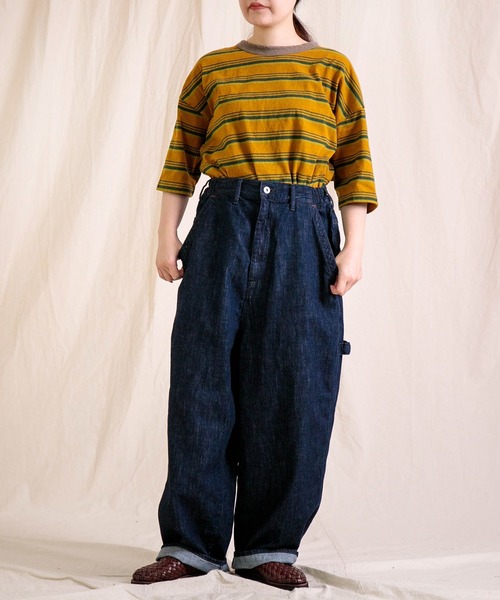 prit（プリット）の「[prit] リサイクルムラ糸天竺マルチボーダー 5分袖クルーネックワイドＴシャツ（Tシャツ/カットソー・レディース・グレー系その他/オレンジ系その他/ホワイト系その他・FREE）」の5枚目の写真
