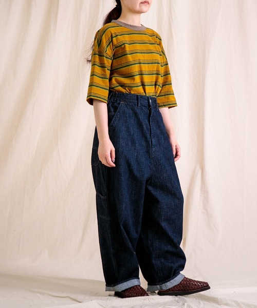 prit（プリット）の「[prit] リサイクルムラ糸天竺マルチボーダー 5分袖クルーネックワイドＴシャツ（Tシャツ/カットソー・レディース・グレー系その他/オレンジ系その他/ホワイト系その他・FREE）」の6枚目の写真