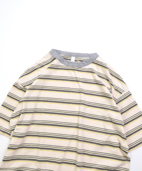 prit（プリット）の「[prit] リサイクルムラ糸天竺マルチボーダー 5分袖クルーネックワイドＴシャツ（Tシャツ/カットソー・レディース・グレー系その他/オレンジ系その他/ホワイト系その他・FREE）」の22枚目の写真