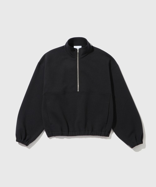 ADAM ET ROPE'（アダムエロペ）の「ダンボールスウェット ハーフジップ プルオーバー（スウェット・メンズ・ブラック/ライトグレー・L/M）」の2枚目の写真