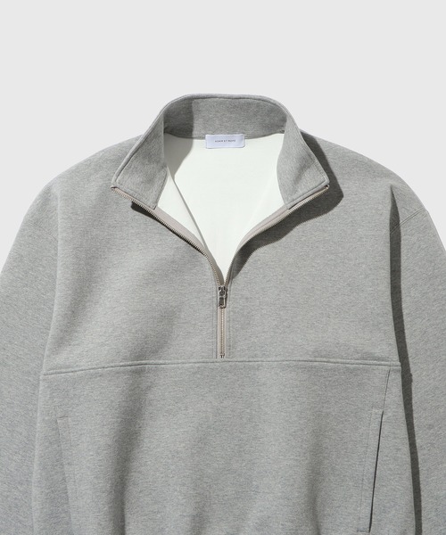 ADAM ET ROPE'（アダムエロペ）の「ダンボールスウェット ハーフジップ プルオーバー（スウェット・メンズ・ブラック/ライトグレー・L/M）」の4枚目の写真