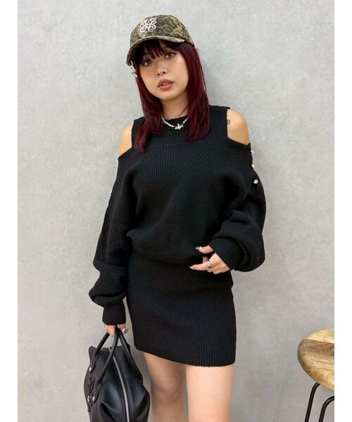 EVRIS(エヴリス)の「アメスリセットアンサンブルワンピース(ワンピース・レディース・ブルー/アイボリー/ブラック・FREE)」の3枚目の写真