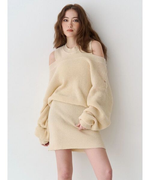 EVRIS(エヴリス)の「アメスリセットアンサンブルワンピース(ワンピース・レディース・ブルー/アイボリー/ブラック・FREE)」の4枚目の写真