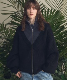 《UNISEX》Prime-Over V-neck Panel Switching Drivers Knit Blouson/プライムオーバーＶ切替ドライバーズニットブルゾン【MAISON SPECIAL/メゾンスペシャル】