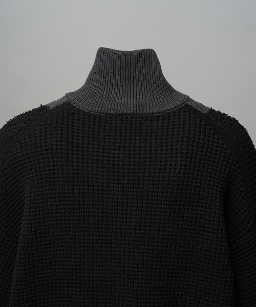 MAISON SPECIAL(メゾンスペシャル)の「《UNISEX》Prime-Over V-neck Panel Switching Drivers Knit Blouson/プライムオーバーV切替ドライバーズニットブルゾン【MAISON SPECIAL/メゾンスペシャル】(カーディガン/ボレロ・メンズ・アイボリー/ブラック・0/1/2)」の21枚目の写真