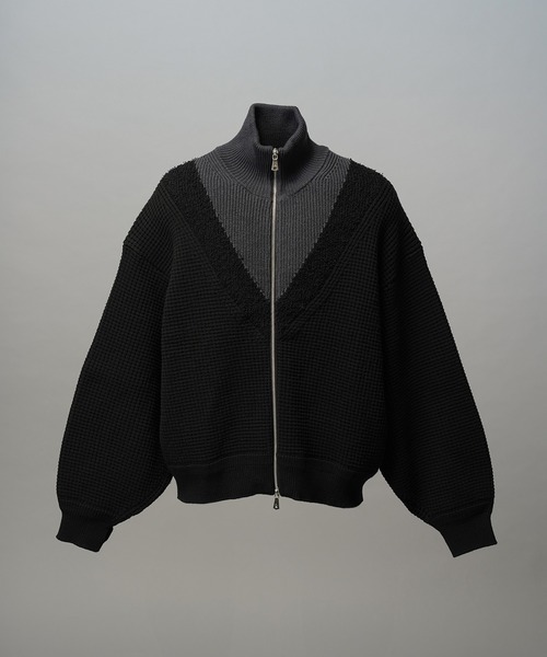 MAISON SPECIAL(メゾンスペシャル)の「《UNISEX》Prime-Over V-neck Panel Switching Drivers Knit Blouson/プライムオーバーV切替ドライバーズニットブルゾン【MAISON SPECIAL/メゾンスペシャル】(カーディガン/ボレロ・メンズ・アイボリー/ブラック・0/1/2)」の14枚目の写真