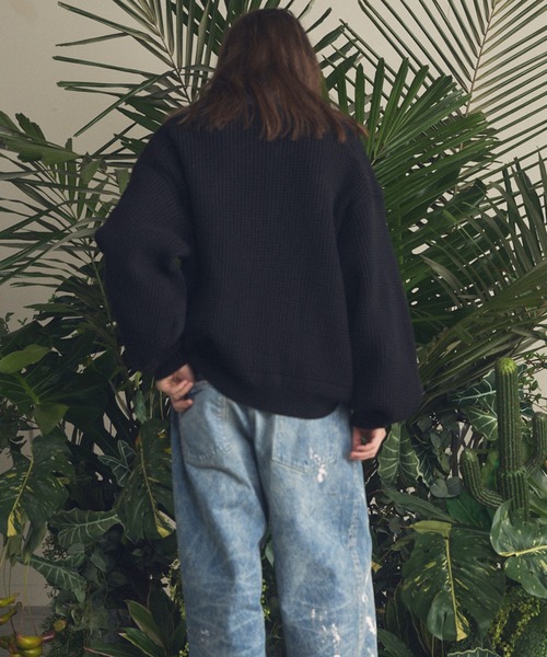 MAISON SPECIAL(メゾンスペシャル)の「《UNISEX》Prime-Over V-neck Panel Switching Drivers Knit Blouson/プライムオーバーV切替ドライバーズニットブルゾン【MAISON SPECIAL/メゾンスペシャル】(カーディガン/ボレロ・メンズ・アイボリー/ブラック・0/1/2)」の7枚目の写真