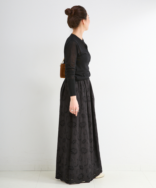 B.C STOCK（ベーセーストック）の「《追加4》手洗い可 / アイレットレイヤーイージーワイドパンツ（その他パンツ・レディース・ブラック/ホワイト・FREE）」の4枚目の写真