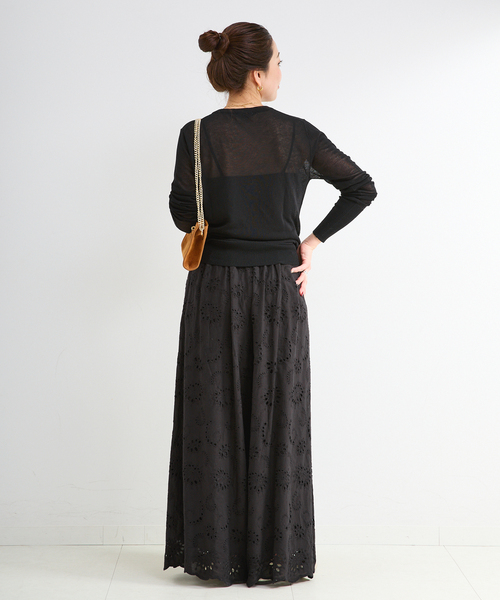 B.C STOCK（ベーセーストック）の「《追加4》手洗い可 / アイレットレイヤーイージーワイドパンツ（その他パンツ・レディース・ブラック/ホワイト・FREE）」の5枚目の写真