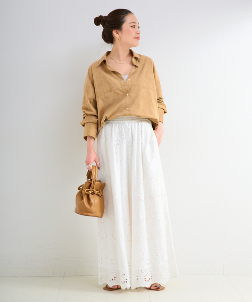 B.C STOCK（ベーセーストック）の「《追加4》手洗い可 / アイレットレイヤーイージーワイドパンツ（その他パンツ・レディース・ブラック/ホワイト・FREE）」の9枚目の写真