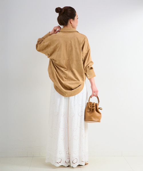 B.C STOCK（ベーセーストック）の「《追加4》手洗い可 / アイレットレイヤーイージーワイドパンツ（その他パンツ・レディース・ブラック/ホワイト・FREE）」の11枚目の写真